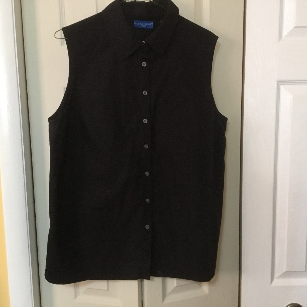 Karen Scott Sport Sleeveless Blouse Black